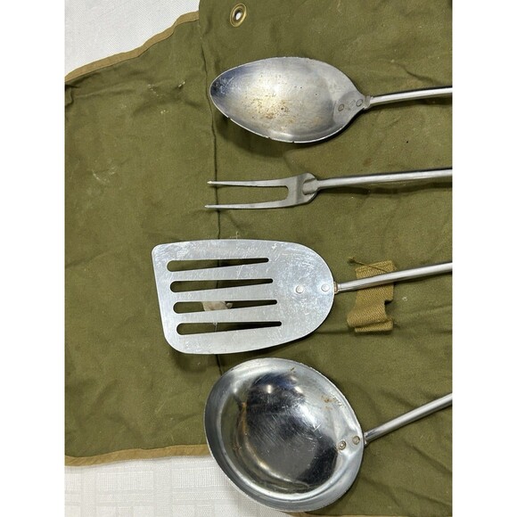 5 Vtg. EKCO BOY SCOUTS CHROME Camping Kitchen Utensils Spoon Ladle Fork Spatula - Picture 3 of 16